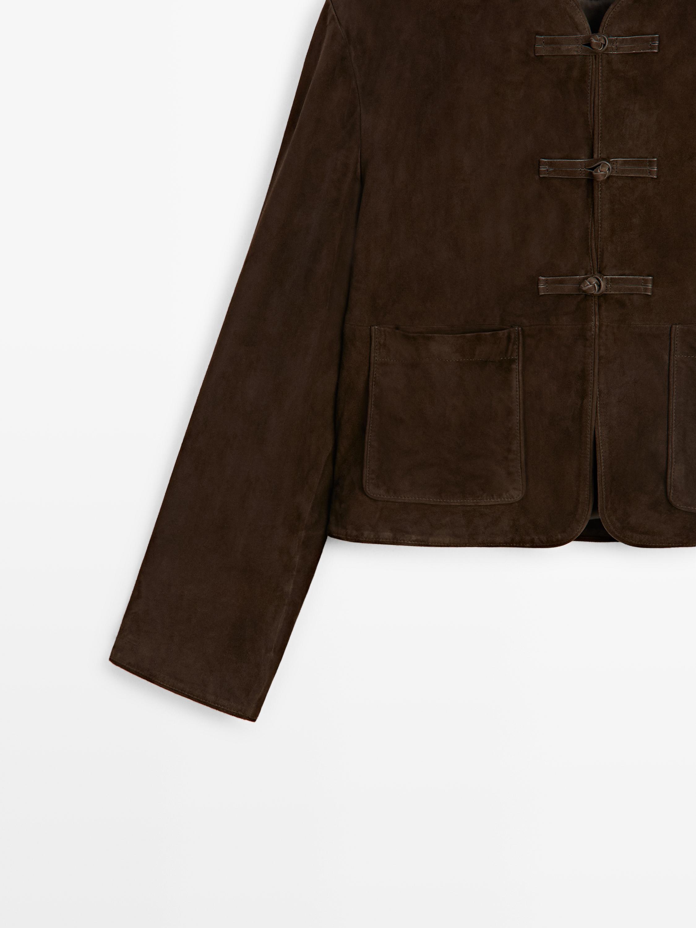 Short suede leather jacket